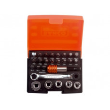 Набір біт та головок 1/4 з тріскачкою та магнітним адаптером, Bahco [2058/S26]