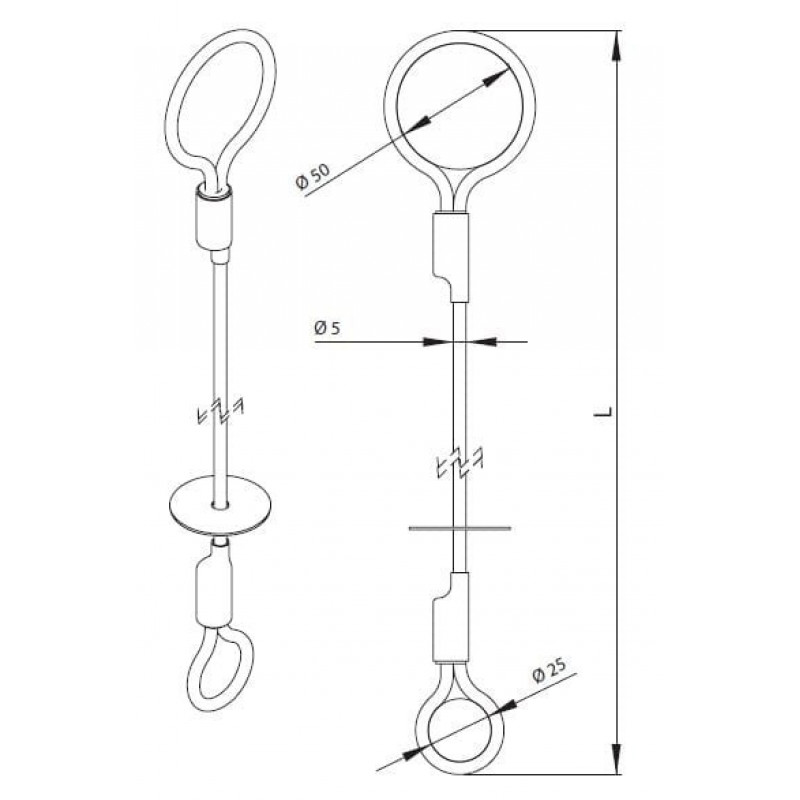 AT190 (100 см) крючок для кабеля PROTEKT без разъема