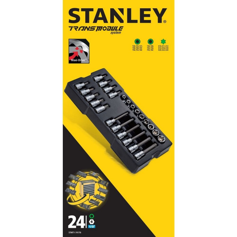 Вставка с набором головок и бит на головках Torx, 24 шт. для инструментальных тележек системы TRANSMODULE, STANLEY [STMT1-74176]