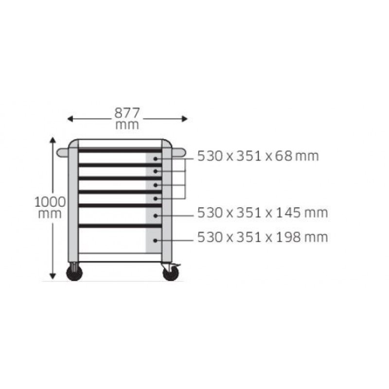 6-ящиковая инструментальная тележка TTS 93/6 серии A STAHLWILLE [81200154] Антрацит
