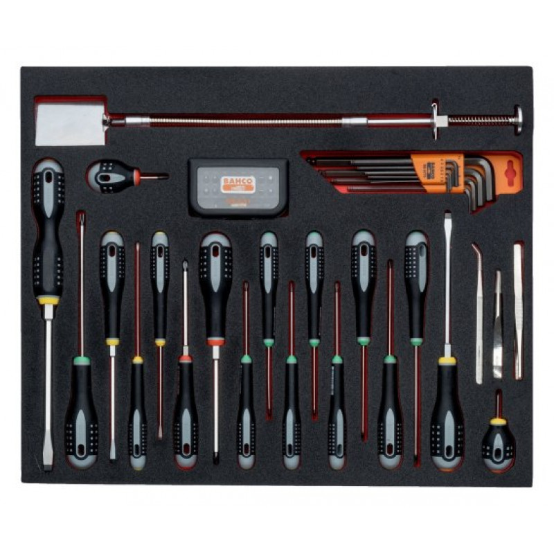 Вставка для інструментального візка з аксесуарами, 62 інструменти, Bahco [FF1A1007]