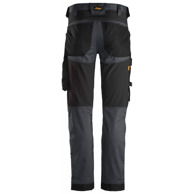 Удобные рабочие брюки с карманами для наколенников, мужские, серо-черные, размер 58, стрейчевые, 6341. AllroundWork Snickers [6341