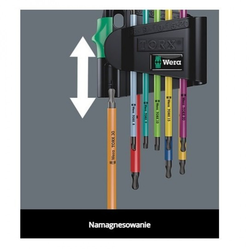 Набор из 9 разноцветных шестигранных ключей Torx BO 967/9, Wera [05024335001] с магнитом