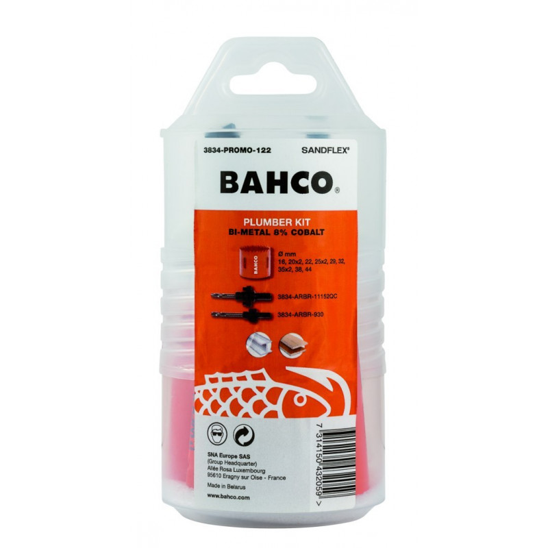 Набор биметаллических коронок Bahco, 14 предметов, для дерева и металла [3834-PROMO-122]