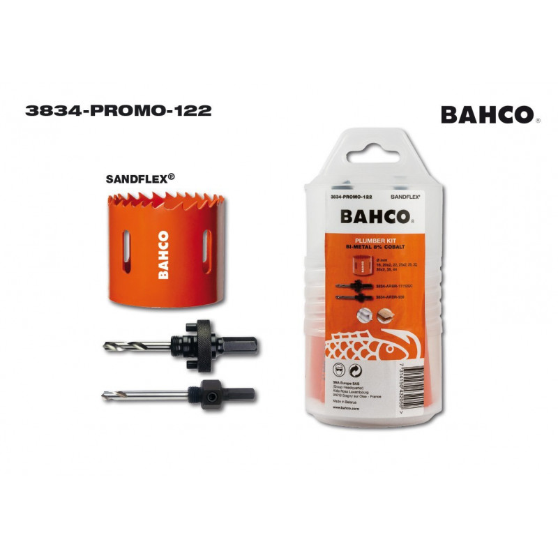 Набор биметаллических коронок Bahco, 14 предметов, для дерева и металла [3834-PROMO-122]