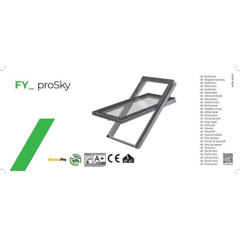 Дахове вікно FAKRO FYP-X P50 GREENVIEW – піднята вісь обертання, без вентиляційного отвору
