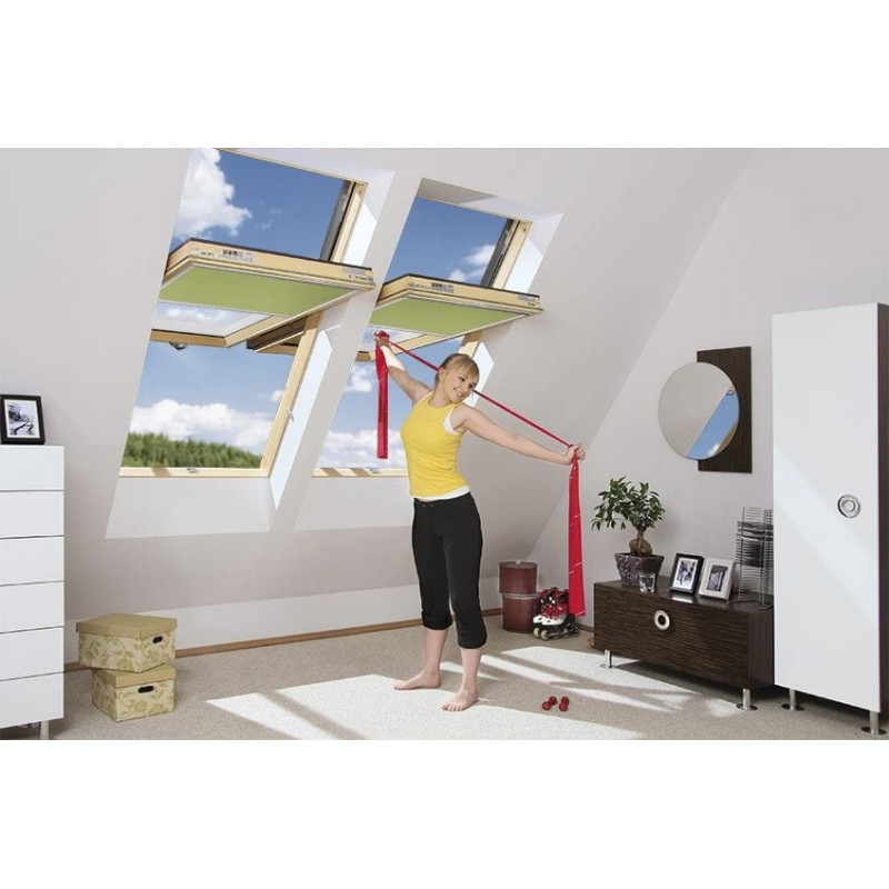 Дахове вікно FAKRO FYP-X P50 GREENVIEW – піднята вісь обертання, без вентиляційного отвору