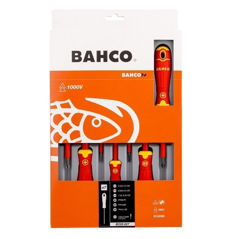 Набор изолированных отверток BahcoFit из 7 предметов с тестером напряжения, Bahco [B220.027]