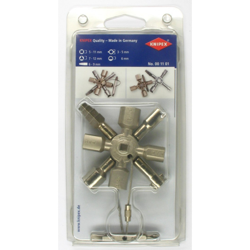 Універсальний ключ для шаф, розподільних щитів, коробок та запірних систем TwinKey KNIPEX [00 11 01]