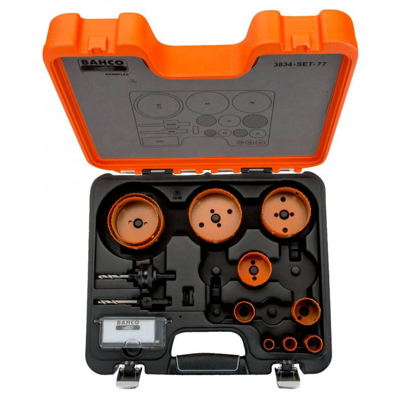 Набор биметаллических коронок Bahco, 13 предметов, для дерева и металла [3834-SET-77]