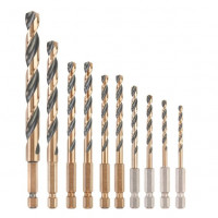 Набір із 10 металевих свердел Black&amp;Gold, кріплення 1/4, DeWALT [DT20620-QZ] TOUGH CASE+