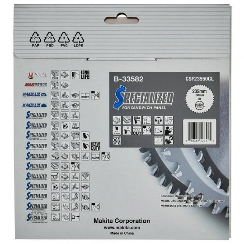 Дискова пилка для різання сендвіч-панелей 235/30/2.2 мм, 50 зубів, SPECIALIZED Makita [B-33582]