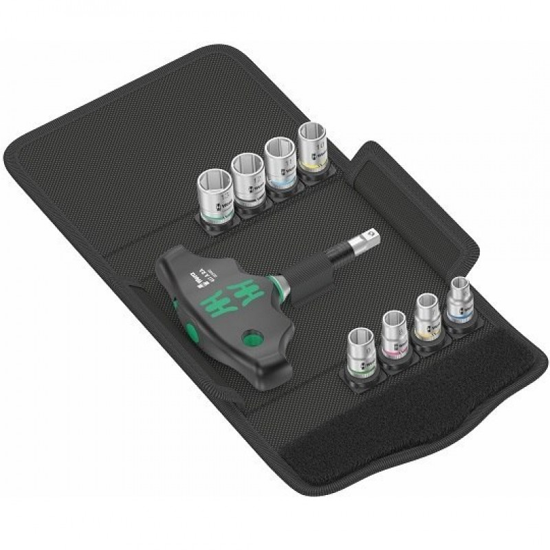 Набір з 8 головок 1/4, від 6 до 13 мм, з тріскачкою 1/4 Kraftform Kompakt 400RA, упаковка Wera 3go [05023470001]