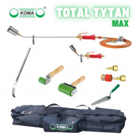 Комплект титановых кровельных горелок для рубероида - KOMA TYTAN TOTAL MAX / мешок + ролики + разматыватель + быстросъемный соединитель + мастерок