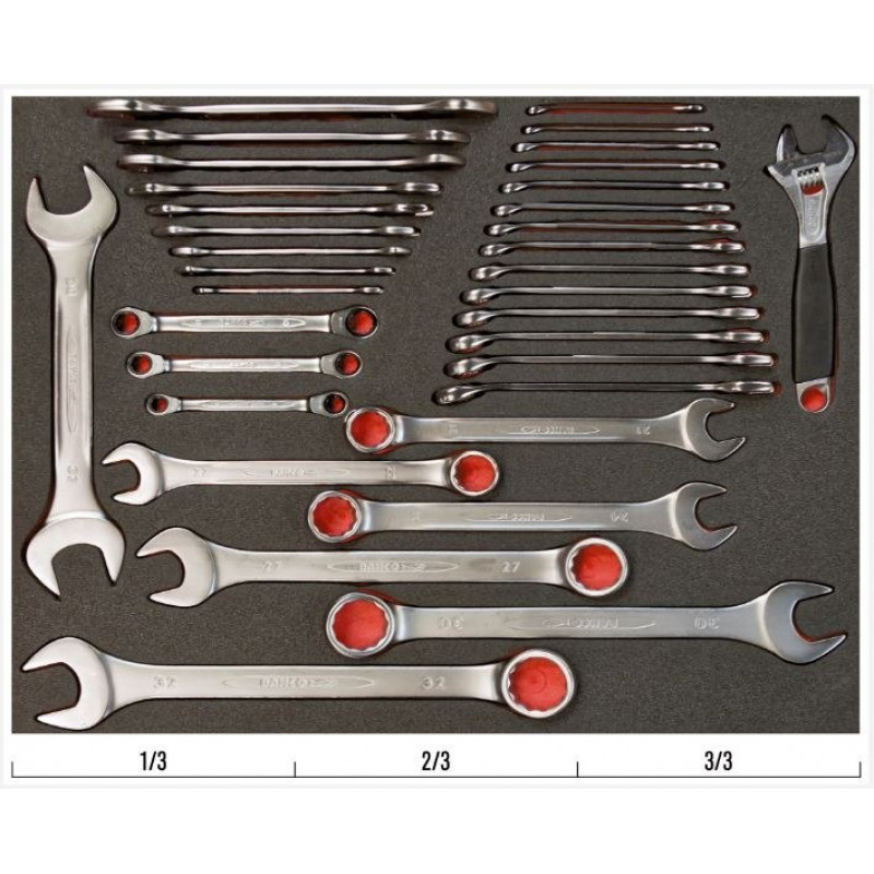 Вставка для інструментального візка з обладнанням, 34 інструменти, Bahco [FF1A09] розмір 3/3 шухляди