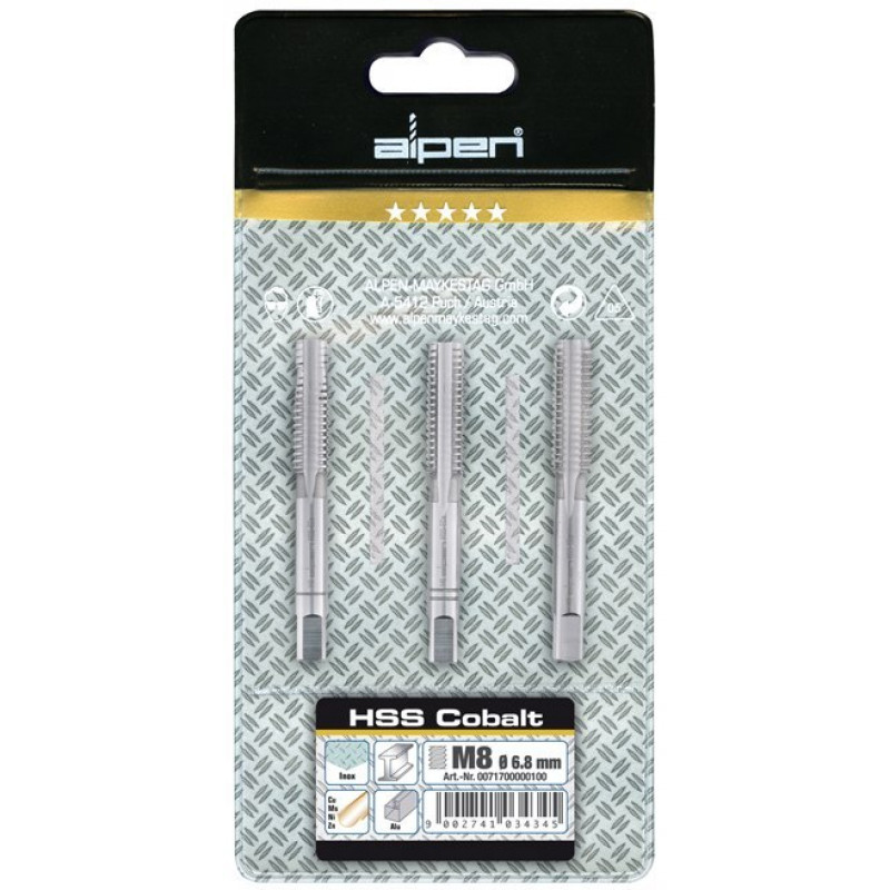 Набір з 3 ручних мітчиків HSS-Co для різьби M5 [0071700500100]