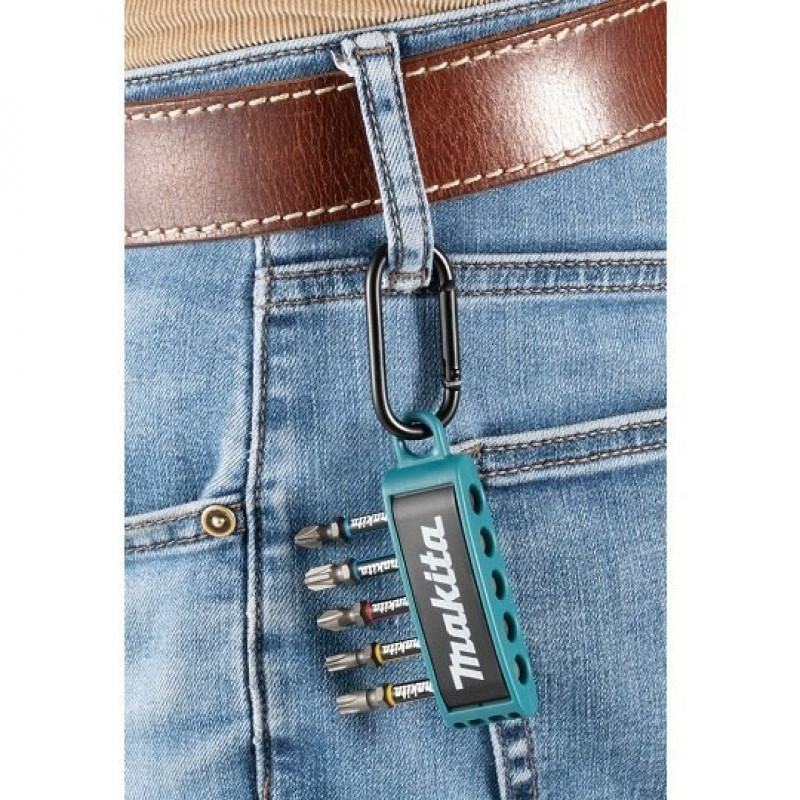 Набор ударных бит 1/4 PH, PZ, TORX, 5 предм. IMPACT PREMIER MAKITA [E-13568] в держателе с карабином