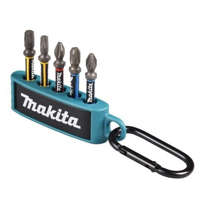 Набор ударных бит 1/4 PH, PZ, TORX, 5 предм. IMPACT PREMIER MAKITA [E-13568] в держателе с карабином