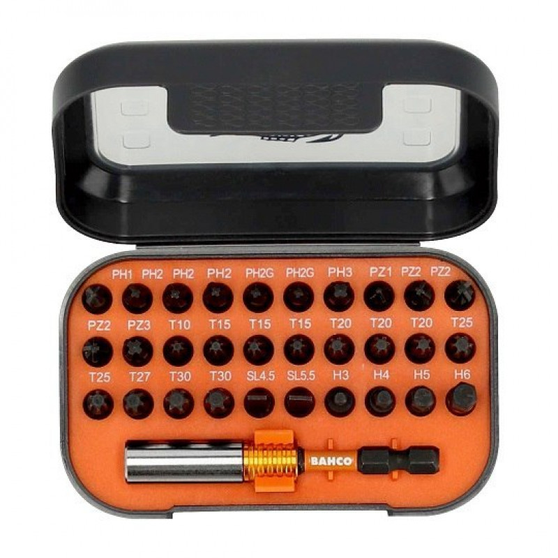 Набір ударних біт 1/4 дюйма для гвинтів PH, PZ, TORX, HEX та SL, 31 шт. BAHCO [66IM/31C-1]