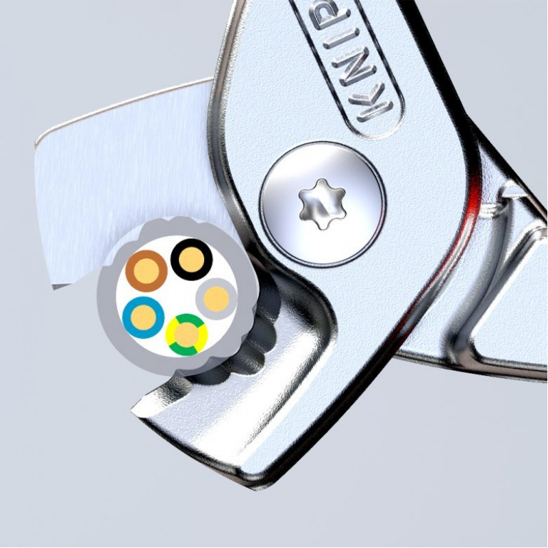 Кусачки для кабелів Knipex VDE з ізоляцією 160 мм [95 16 160] зі ступінчастою ріжучою кромкою