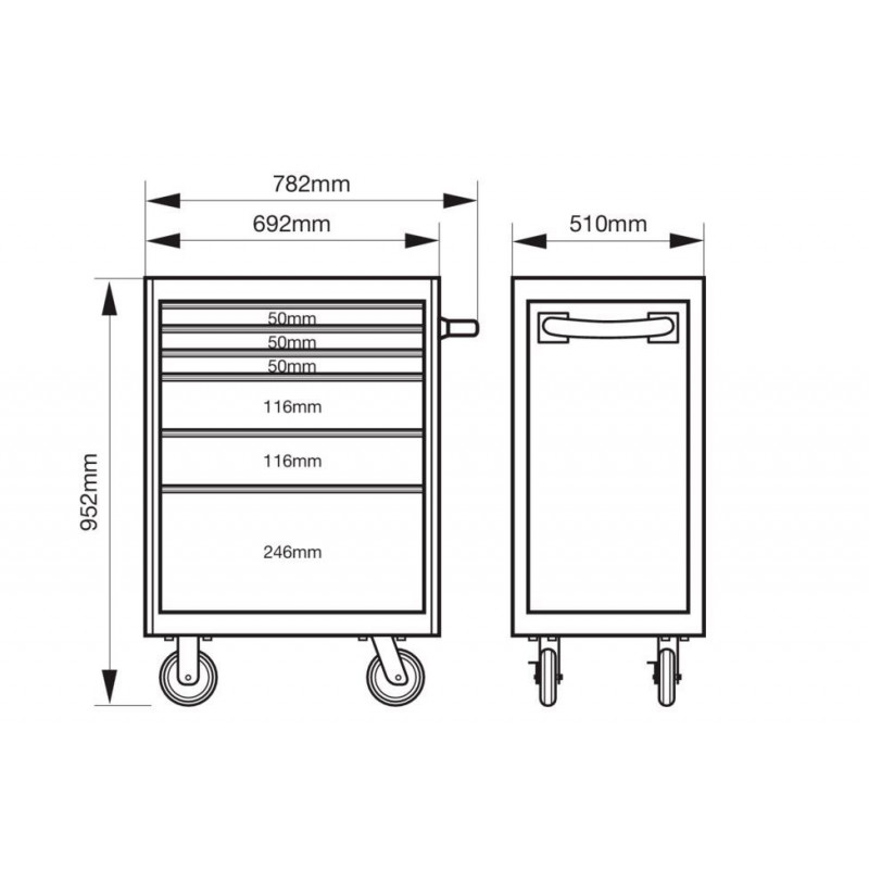 Візок для інструментів Bahco з 6 шухлядами чорного кольору [1472K6BLACK]