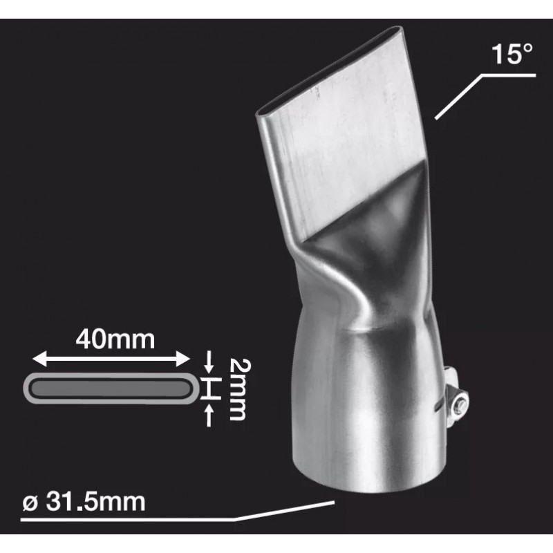 Щелевая насадка Leister 40 мм, изогнутая 15°, (входное отверстие Ø32 мм) - 107.132