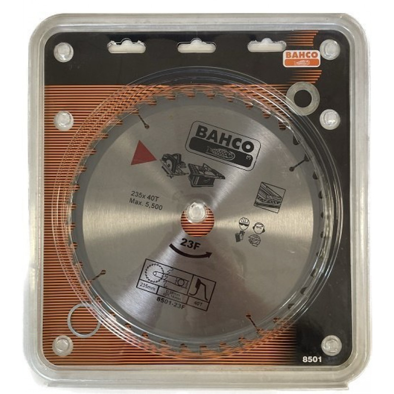 Дисковое пилочное полотно для резки древесины 235/30/2,8 мм, 40 зубцов, средняя древесина, Bahco [8501-23F]
