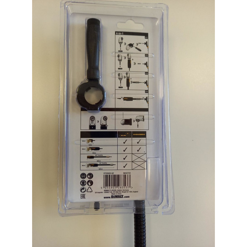 Гнучкий подовжувач DeWALT Impact Extreme на 180° з кутовою головкою 90° 1/4 4 в 1 [DT20502-QZ]