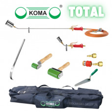 Комплект сталевих покрівельних пальників для руберойду - KOMA STAL TOTAL MAX / мішок + ролики + розмотувач + швидкоз'ємний з'єднувач + кельма