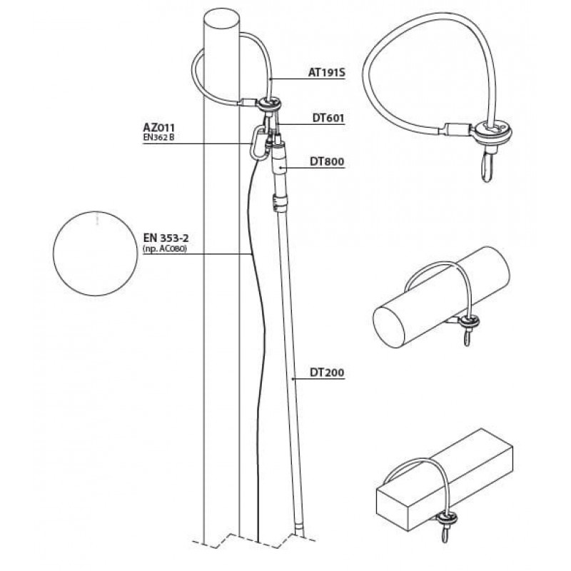 Зажимной трос для телескопической штанги AT191S (200 см) PROTEKT