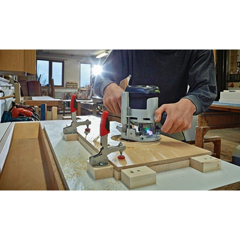 Быстросъемный вертикальный коленный зажим Bessey с открытым плечом, горизонтальным основанием и регулировкой 35 мм [STC-VH20]