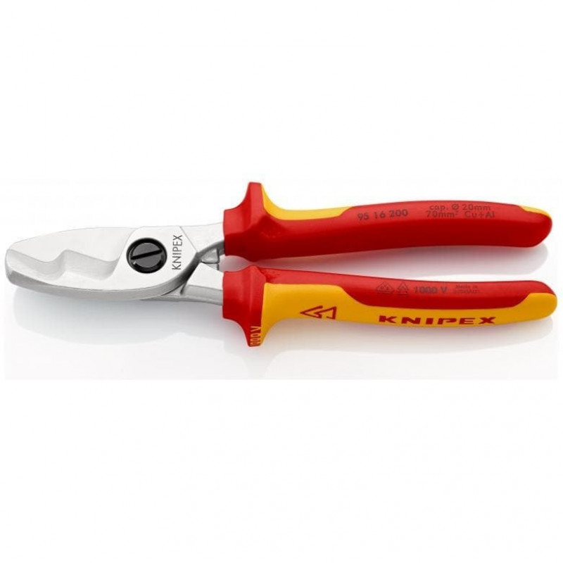 Кусачки для кабелей Knipex VDE, изолированные, 200 мм [95 16 200], двухкомпонентные ручки