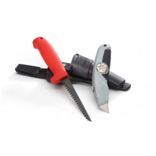 Комплект із 2 інструментів: пилка для гіпсокартону JS + ніж з трапецієподібним лезом URA Hultafors [381060] з кобурою