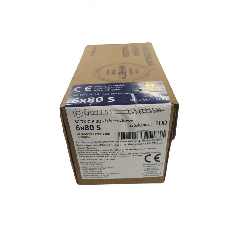 Гвинти для регулювання рейки B.PRO Ø6.0 – TORX30 (довжина: 80 мм) - 100 шт. (84601804)