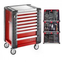 Візок для майстерні Facom з 8 шухлядами червоного кольору, 9 вставками та 114 інструментами [SPOTLIGHTJET8M]