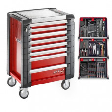 Візок для майстерні Facom з 8 шухлядами червоного кольору, 9 вставками та 114 інструментами [SPOTLIGHTJET8M]