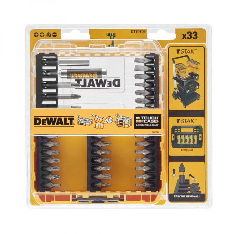 Набір із 33 шт. біт 1/4, МАЛИЙ МІЦНИЙ КЕЙС+, DeWALT [DT70709-QZ]
