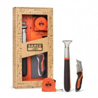 Подарочный набор инструментов BAHCO [GIFTPACK650]: скребок из твердого сплава 650, чем для активного отдыха и спорта KBSU-01, рулетка MTC-5 5 м