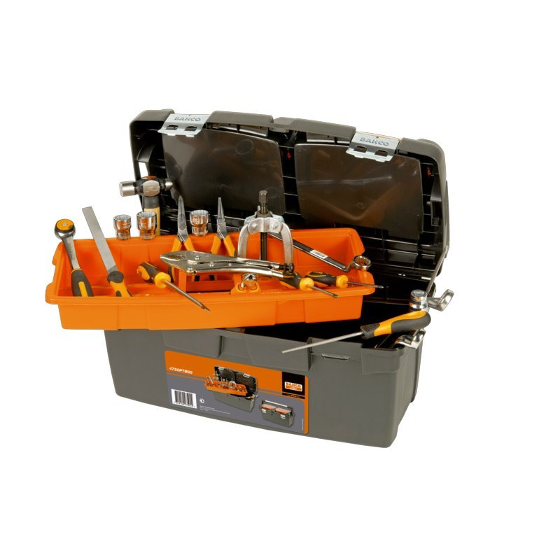 Інструментальний ящик Bahco 37L з алюмінієвою ручкою, лотком та відділеннями [4750PTB60]