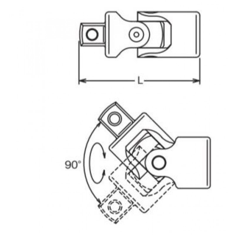Угловой шарнир (карданный) с креплением 1, для ручных торцевых ключей, Koken [8770]