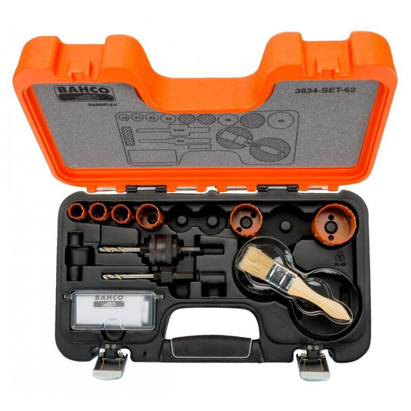 Набор биметаллических коронок Bahco, 8 предметов, для дерева и металла [3834-SET-62]