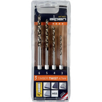 4 спіральні свердла для дерева 3-6 мм, ATM 4, Timber Twist Alpen [0067500004100]