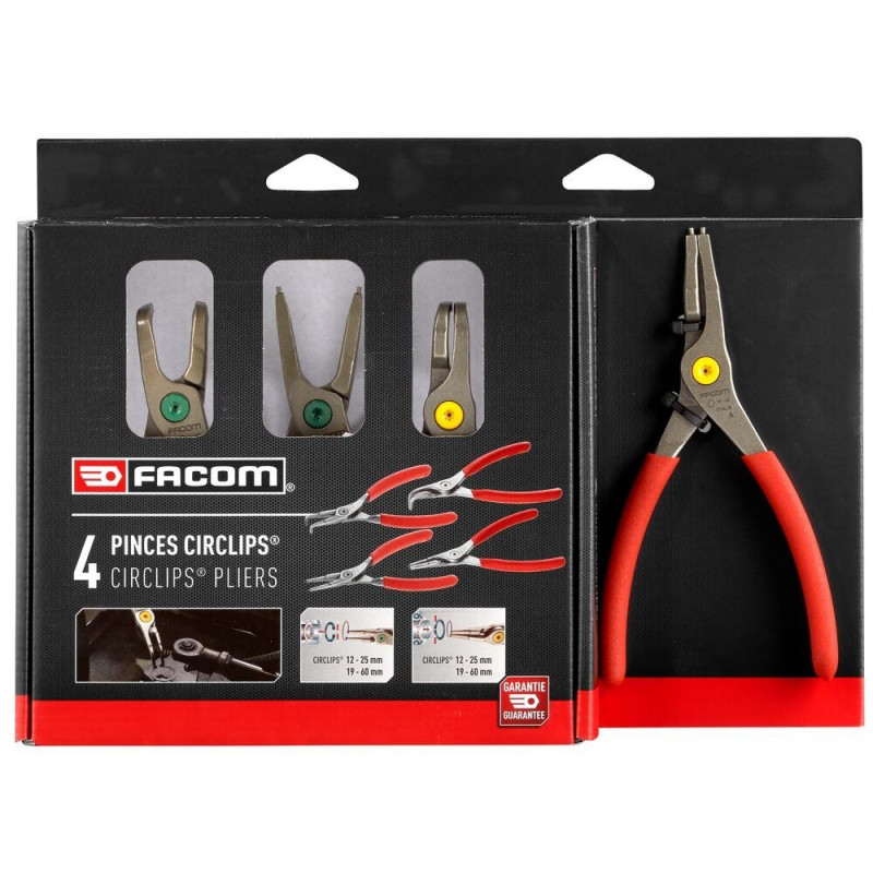 Набір плоскогубців для стопорних кілець - прямі та кутові 90° - від 18 до 60 мм [PCJ4]