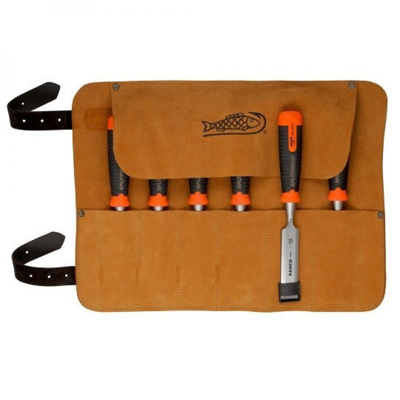 Набір професійних стамесок по дереву, 6 предметів BAHCO [434-S6-LR] у шкіряному футлярі