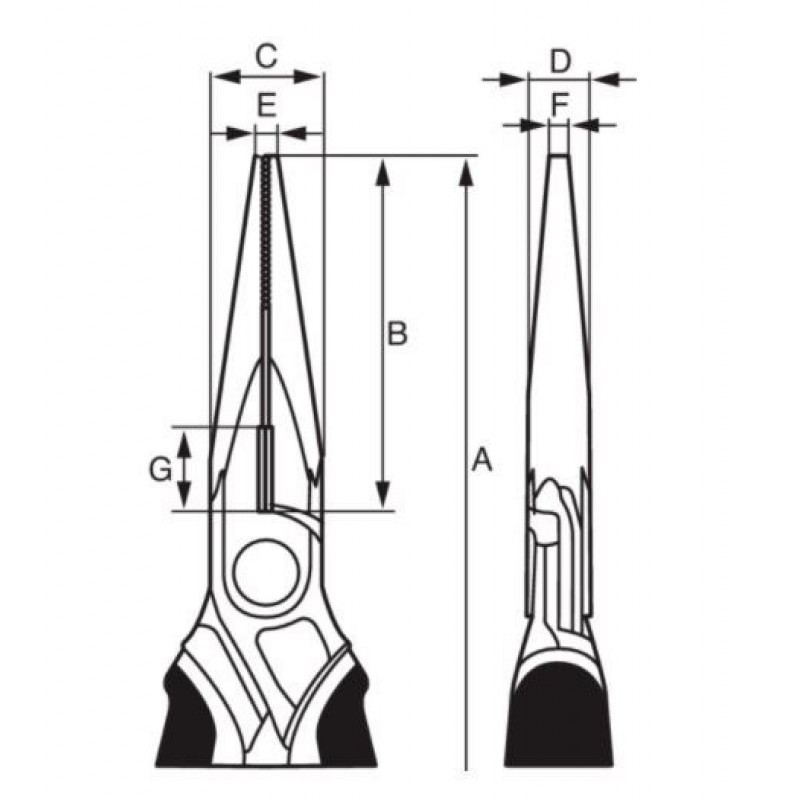 Плоскогубці з довгими напівкруглими губками 200 мм, багатокомпонентна ручка VDE, Bahco [2430 S-200]