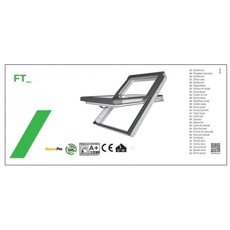 Кровельное окно FAKRO FTP-V U41 GREENVIEW с вентиляционным отверстием – тройной стеклопакет, натуральное дерево, энергосберегающее