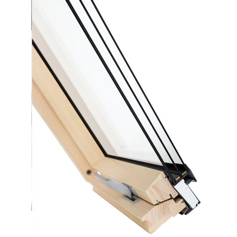 Кровельное окно FAKRO FTP-V U41 GREENVIEW с вентиляционным отверстием – тройной стеклопакет, натуральное дерево, энергосберегающее