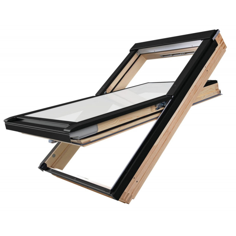 Кровельное окно FAKRO FTP-V U41 GREENVIEW с вентиляционным отверстием – тройной стеклопакет, натуральное дерево, энергосберегающее