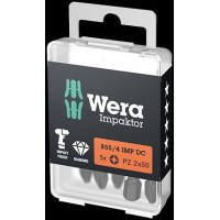 5 шт. ударних біт Impaktor 1/4 для гвинтів Pozidriv з головкою під ключ, розмір PZ2/50 мм, Wera [05057661001]