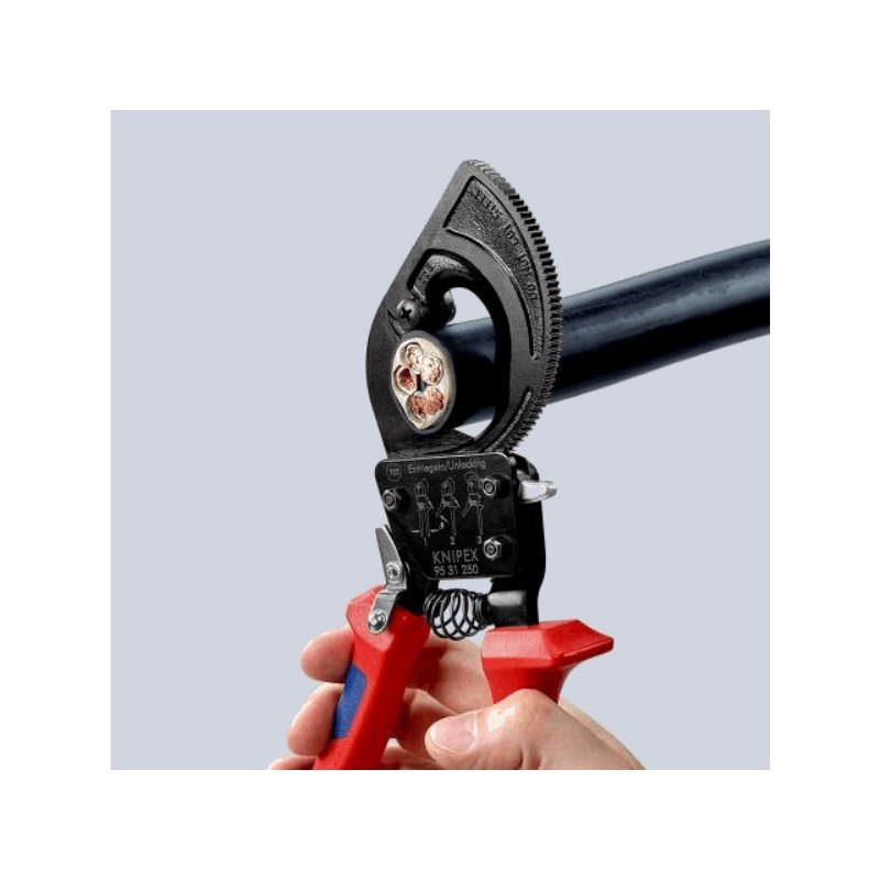 Ножиці з тріскачкою для різання мідних та алюмінієвих кабелів 250 мм, KNIPEX [95 31 250]